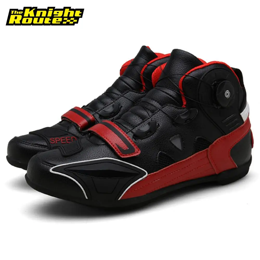 

Red Motorcycle Boots Motorcycle Protection Boots Motocross Shoes Breathable Motor Biker Chopper Cruiser Touring Ankle Shoes Men