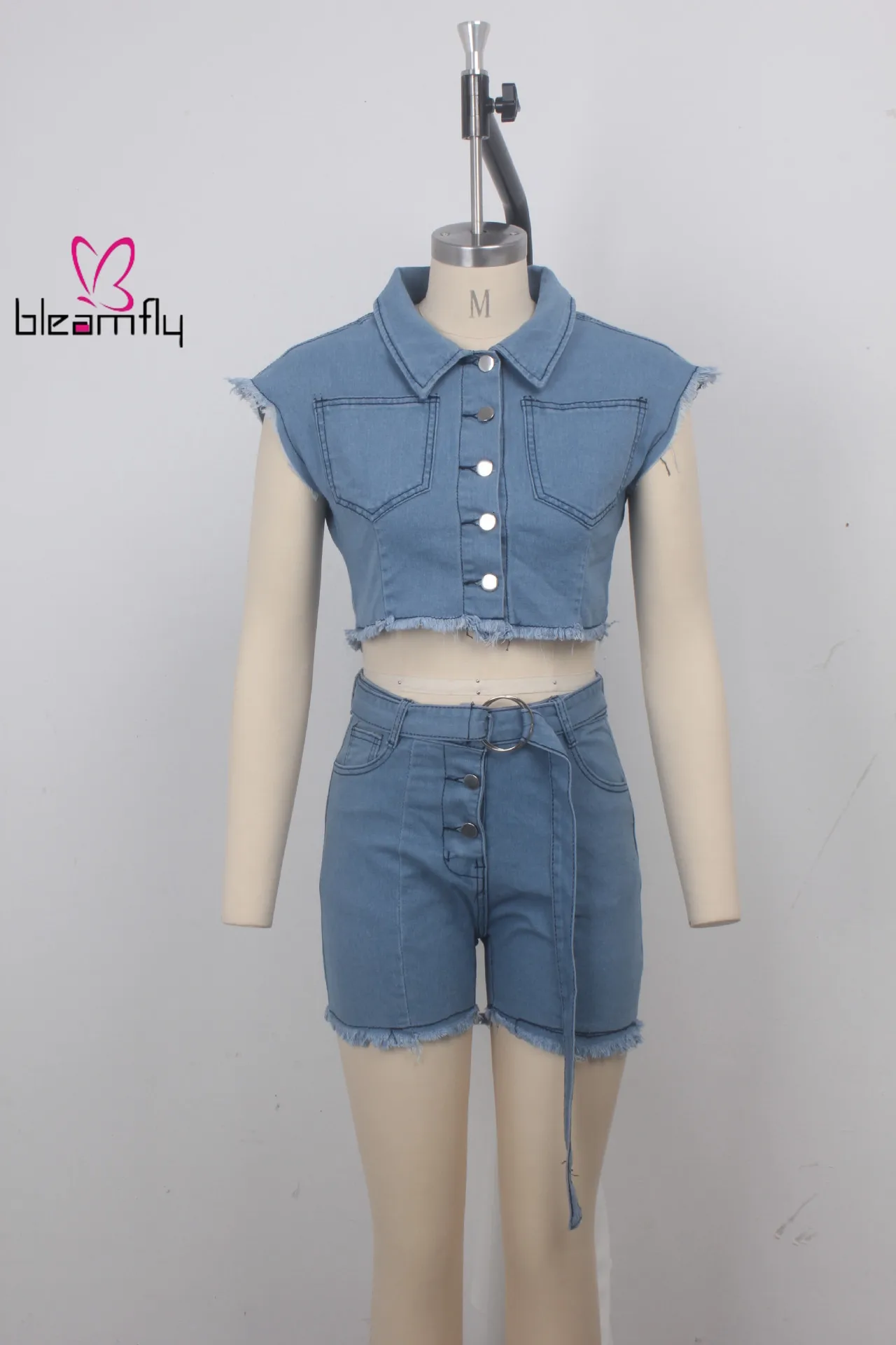 2019 женский летний однотонный джинсовый Тренч с коротким рукавом и пуговицами