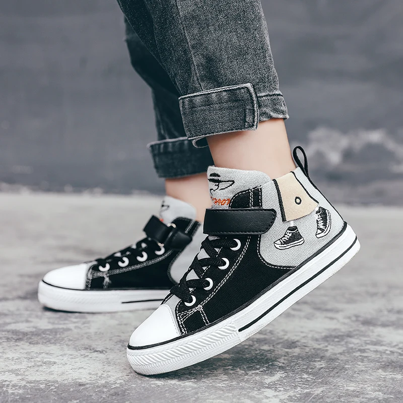 Популярные Детские парусиновые кроссовки; нескользящая повседневная обувь для мальчиков; износостойкие повседневные кроссовки для мальчиков; Высокая парусиновая обувь для мальчиков