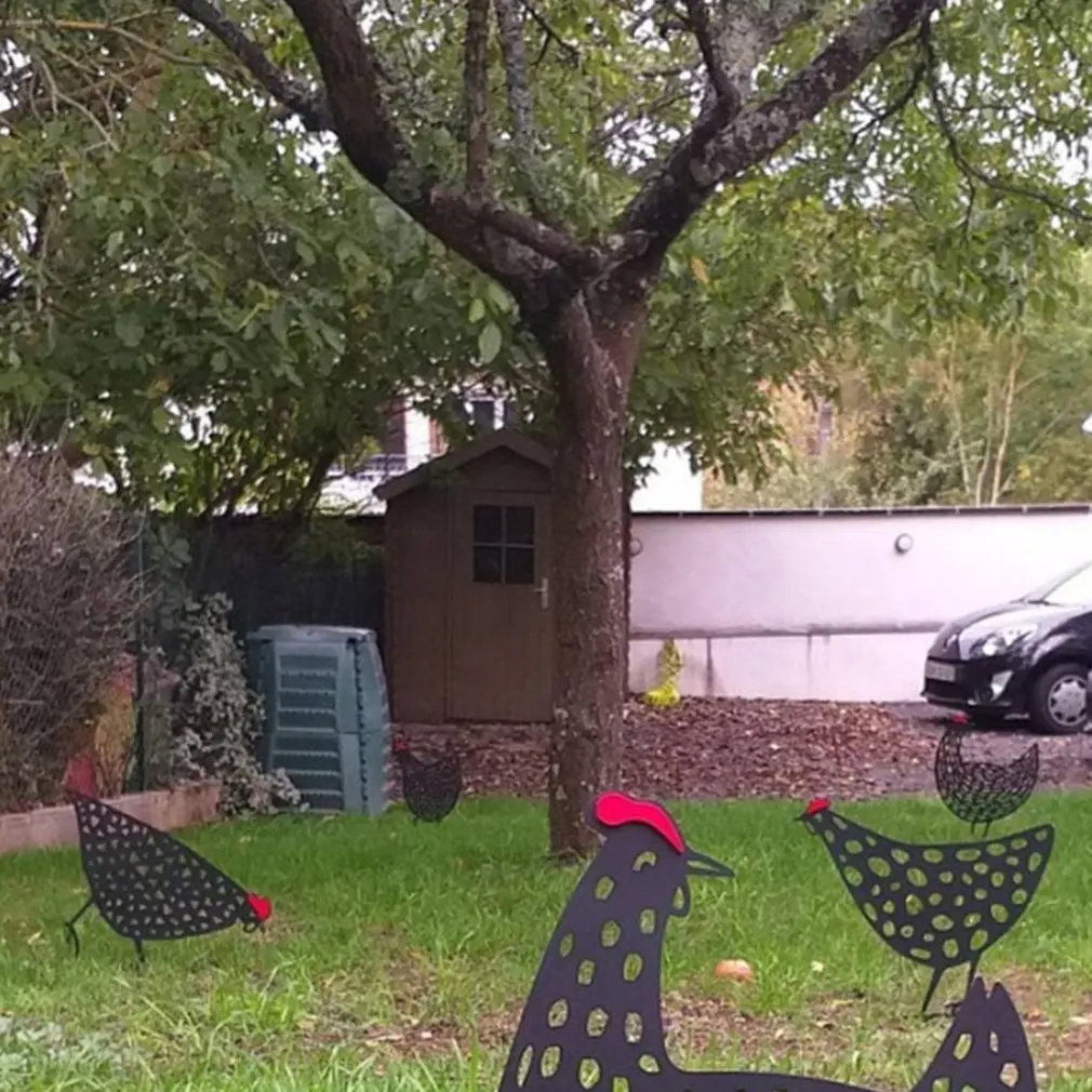 

Chicken Yard Art Rooster Metal Animal Stakes Chicken Garden Silhouette Yard Art For Festival Gifts Chicken Statue Sculpture