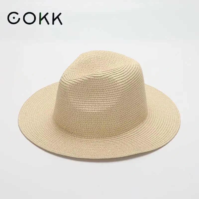 

COKK Hat Women Summer Beach Ladies Casual Panama Hat Men Jazz Cap Fashion Sun Hats Female Wide Brim Outdoors Gorro Chapeu Floppy