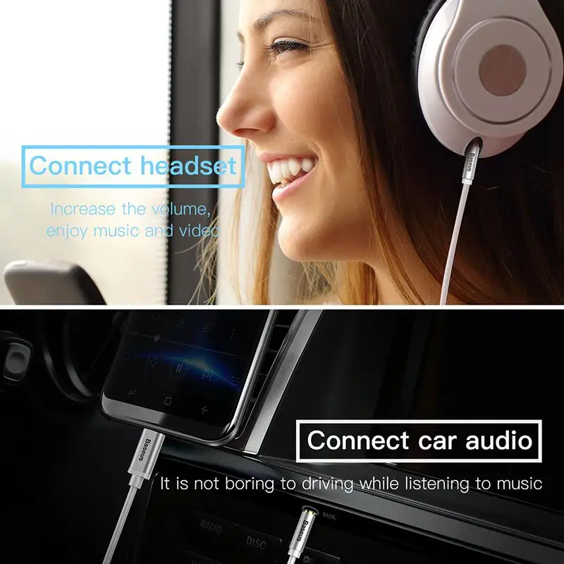 Аудиокабель Baseus со штекером AUX USB Type-C и 3 5 мм | Электроника