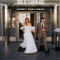 verngo simple a line organza wedding dresses puff sleeves sweetheart floor length country bridal gowns plus size