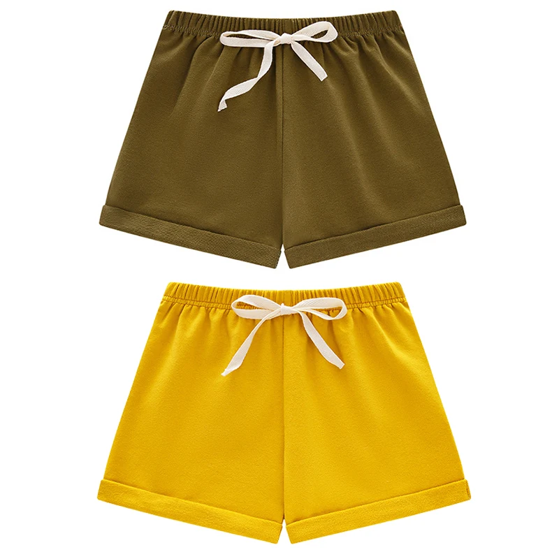 

Two-piece summer shorts solid color casual pants boys and girls shorts baby candy color fashion fan children's clothing pastoral