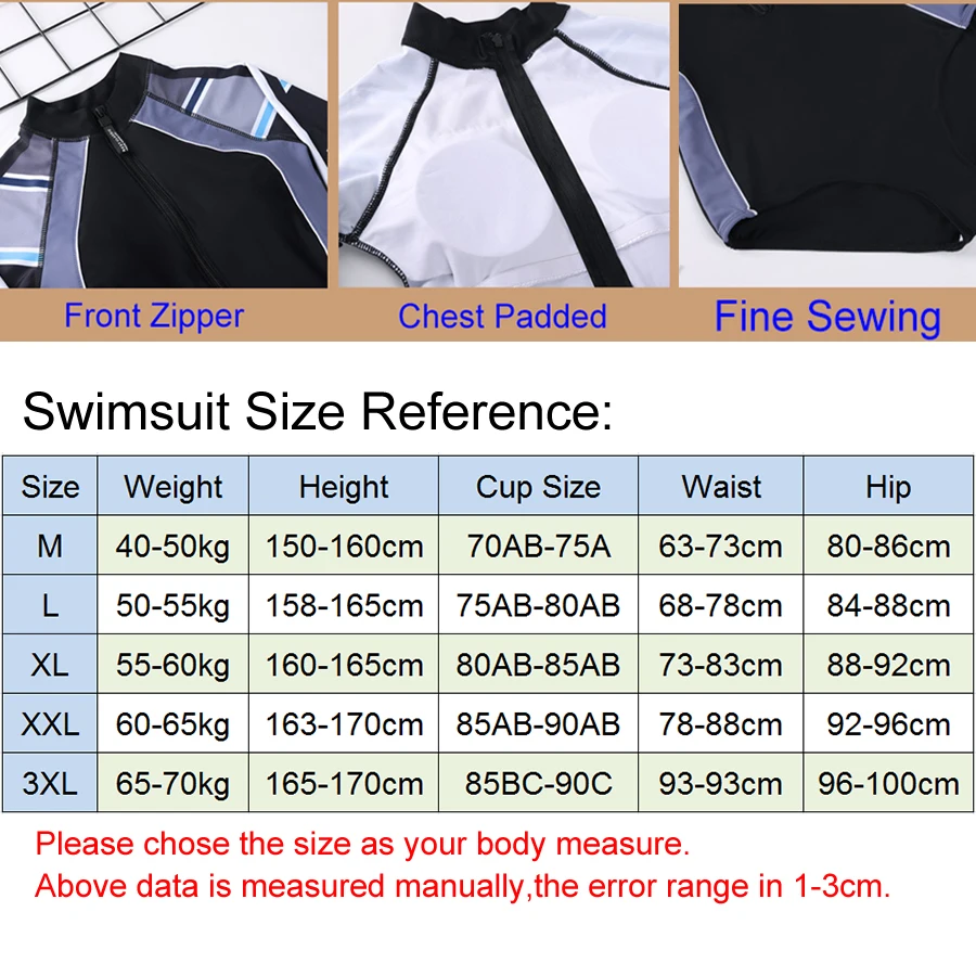 

Long Sleeve Elegant Swimsuit Women Beach Diving Surf Swimwear Triatlon Rash Guards Quick Dry Front Zipper Swimming Pants Print