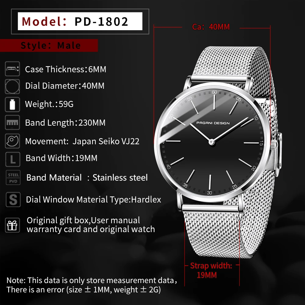 PAGANI дизайнерские ультратонкие кварцевые часы для мужчин и женщин люксовый бренд