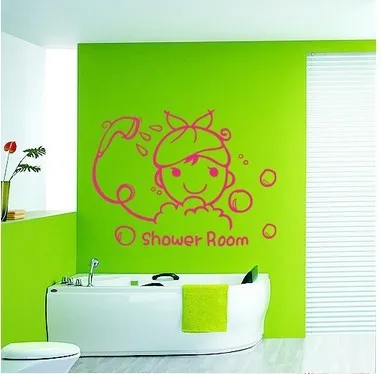 Waterproof Sliding Door Stickers Shower Room Bathroom Wall Decals Toilet Sticker |