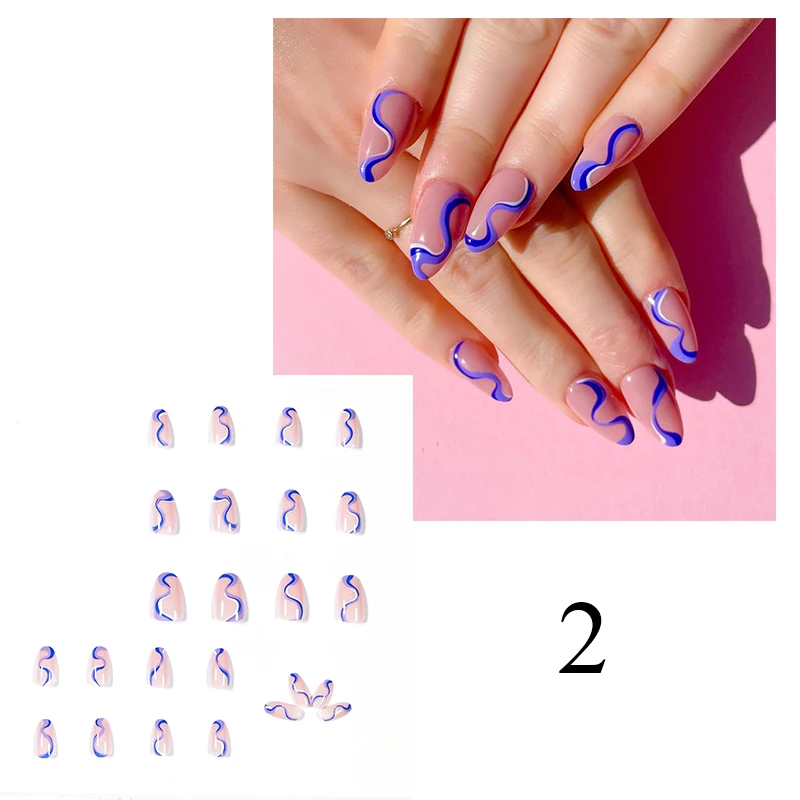 

Nails Extension Artificial Nail Ballerina Nail With Design Nail Decor 24PcsAlmond False Nail Detachable French Style Nail