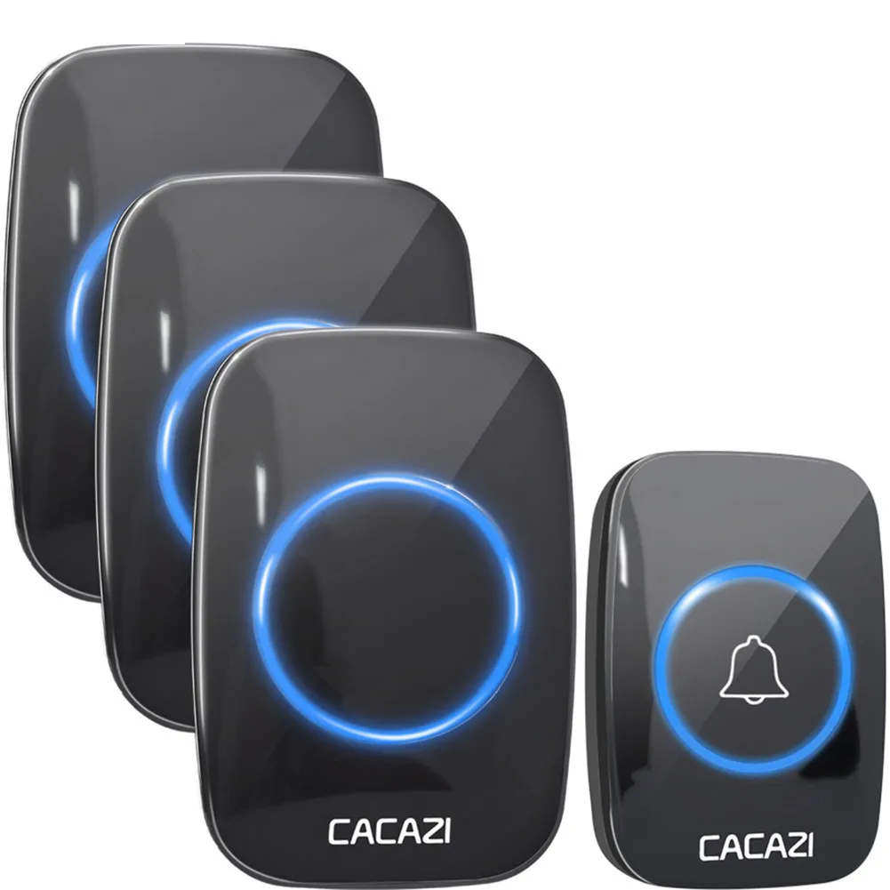 1 button 3 receiver CACAZI 60 Chime 110DB беспроводной дверной звонок Водонепроницаемый 300 м Пульт дистанционного управления ЕС вилка умный дверной звонок батарея 1 2 3 Кнопка 1 2 3 4 Приемник - Цвет: 1 button 3 receiver
