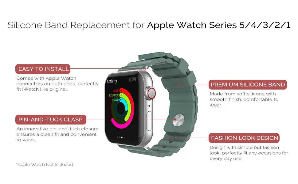 Силиконовые спортивные часы ремешок для Apple Watch серии 5 4 3 2 40 44 мм IWatch браслет 38 42