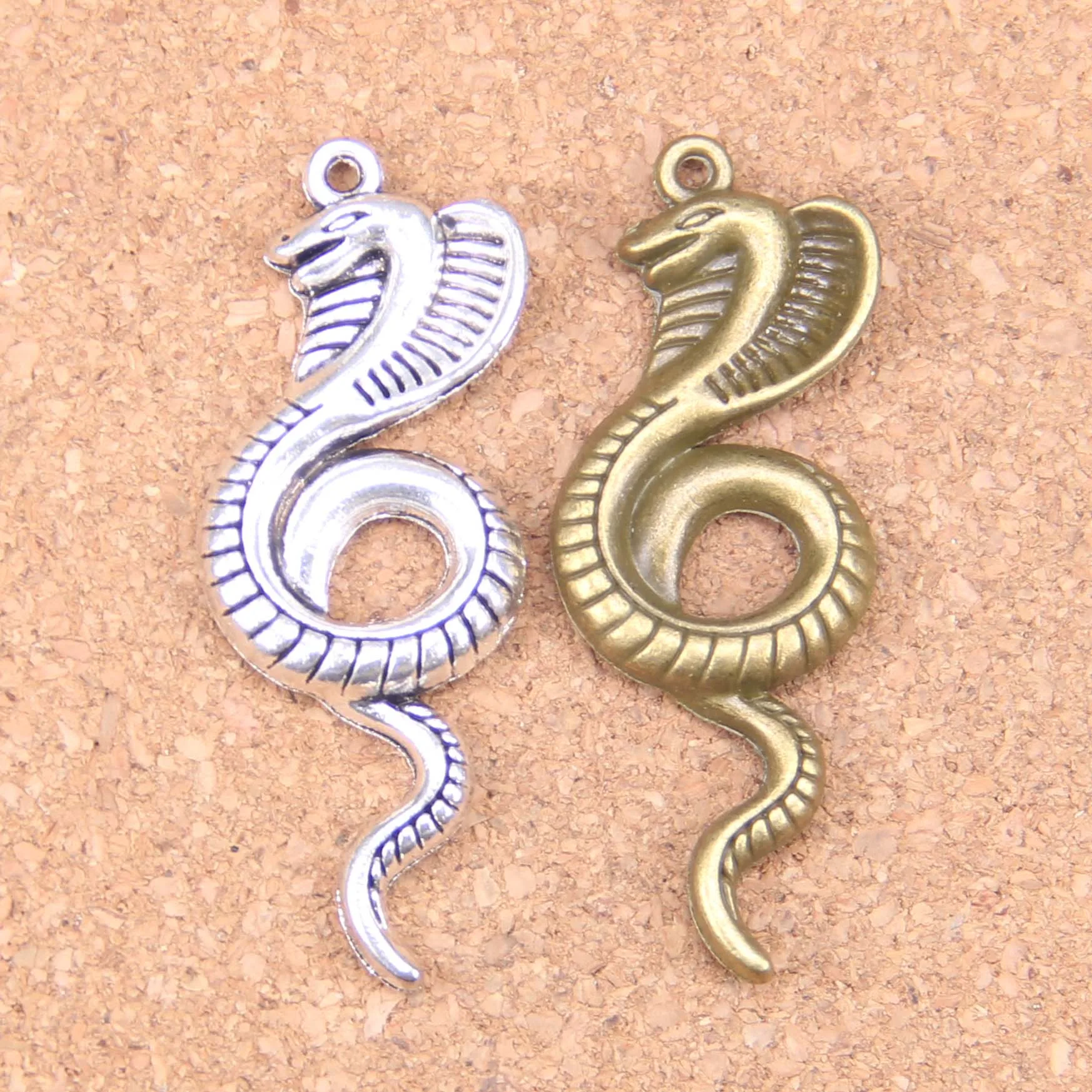 

20pcs Charms king cobra snake 49x19mm Antique Pendants,Vintage Tibetan Silver Jewelry,DIY for bracelet necklace