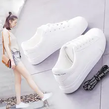 2021Women Sneakers  Breathble Vulcanized Shoes Women Pu leather Platform Shoes Women Lace up Casual 