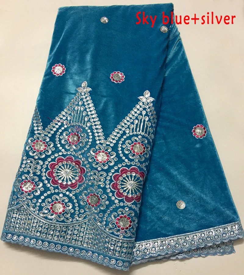 Горячая Распродажа Зеленый вельвет материал африканская вышивка мягкая