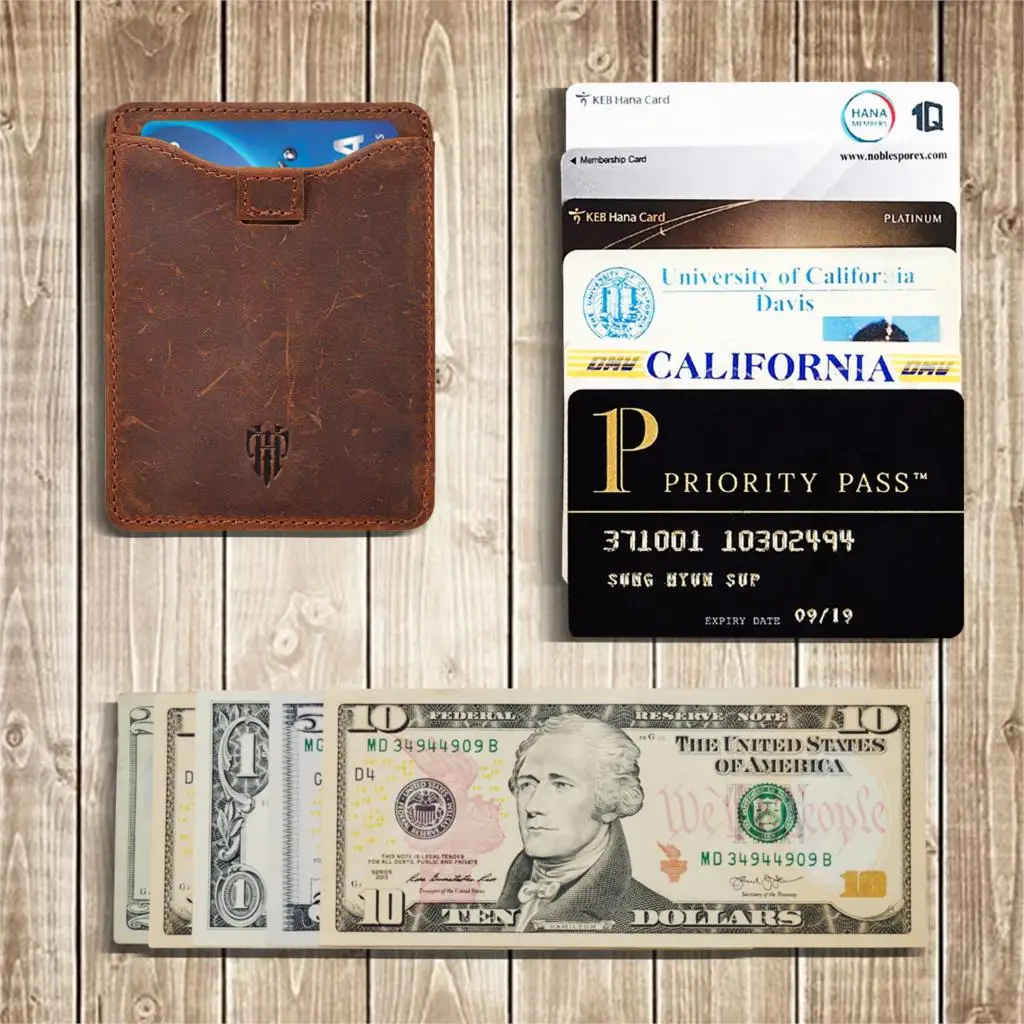 Groothandel Fashion Mens Slim Mini Genuine Leather Credit ID Card Holder Wallet Purse Bag Pouch Book Passport Cover Case