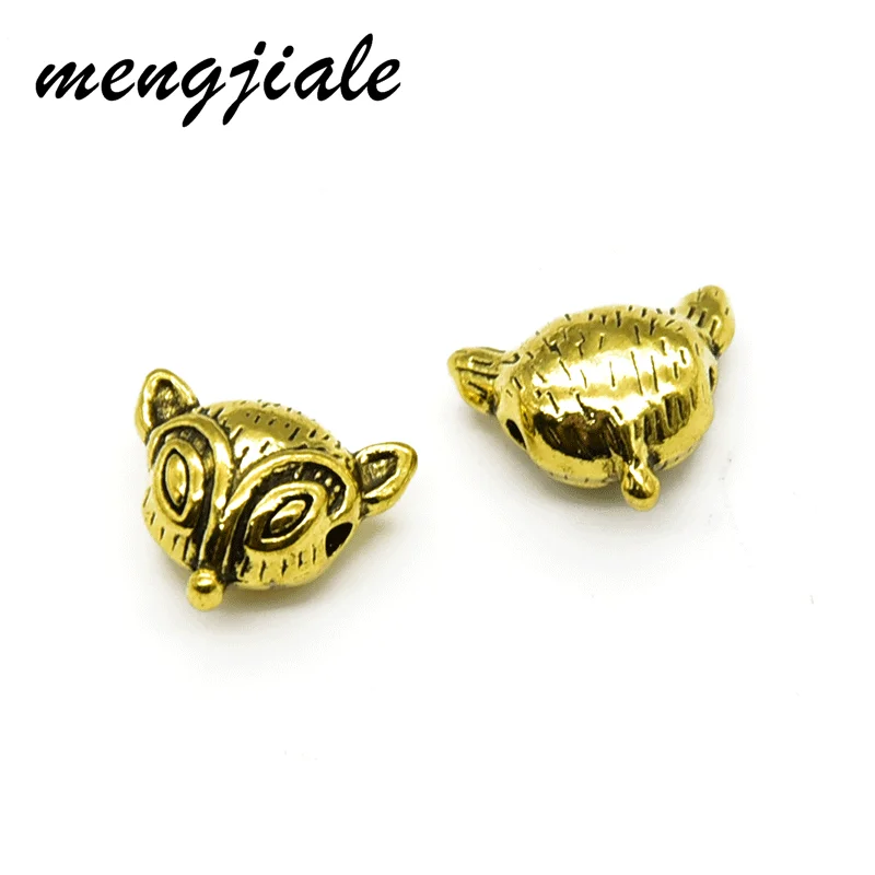 

10pcs Three Color Fox Head Spacer Loose Beads Zinc Alloy Metal Animal Charms For DIY Bracelet Jewelry Accessories Making 13*11mm