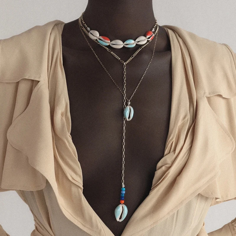 Цепочка Из Нержавеющей Стали Acapulco Cowrie ожерелье в виде ракушки чокер аксессуары