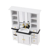 1 set 112 dollhouse mini white basin cabinet miniature furniture for bathroom kitchen furniture cabinet house decoration