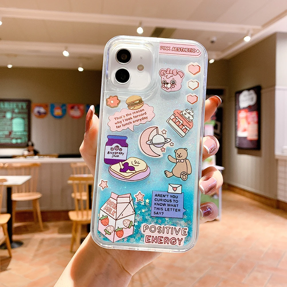 

Phone Cases Bling Glitter Unique design quicksand bear for iPhone 12 11 Pro Max XS 8 7 6 6S Plus X 5S SE 2020 XR 12 Mini case