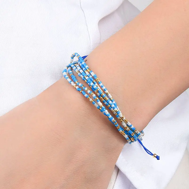

KELITCH New Women Bracelets Mixed Miyuki Multilayered Wrap Strand Beaded Boho Handmade Delicate Bangles Charm Jewelry