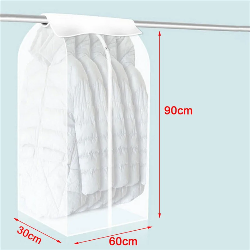 S SEAAN Dustproof Cloth Cover Hanging Organizer Storage Waterproof Suit Coat Dust Cover Protector Wardrobe Storage Bag for Clothes - Цвет: S
