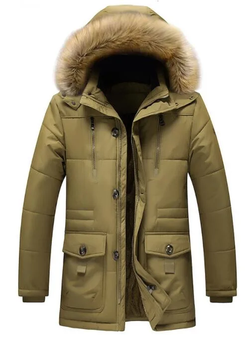 Mens Winter Jackets Fur Collar Coats Winter Jacket Men Thickening Warm Men Clothes Hooded Man's Long Outerwear M-7XL