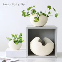 1pcs modern pastoral nordic style white ceramics egg shell vase flower pot home desktop ornaments flower arrangement decoration