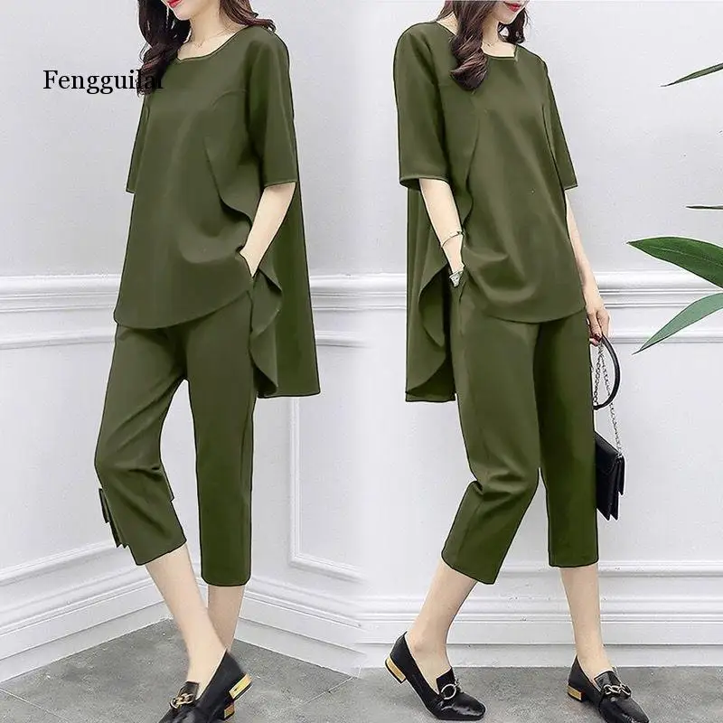 Костюм спортивный женский повседневный топ и брюки большой размер 5xl весна| |