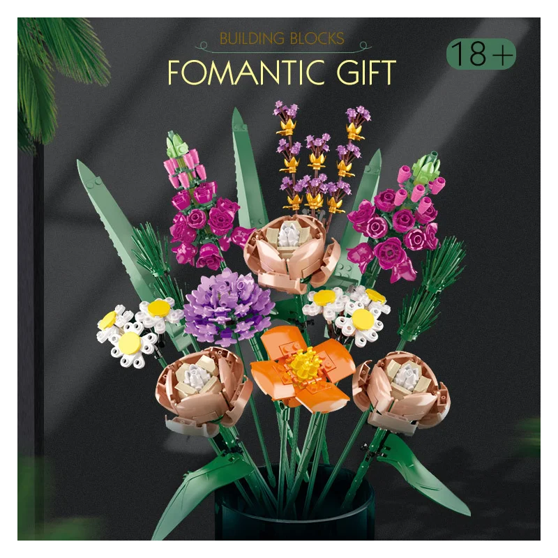 

Fomantic Flower Bouquet Building Block Bricks Toys Friends Pricness Kit Set Gift For Girl Friend Simulation Rose