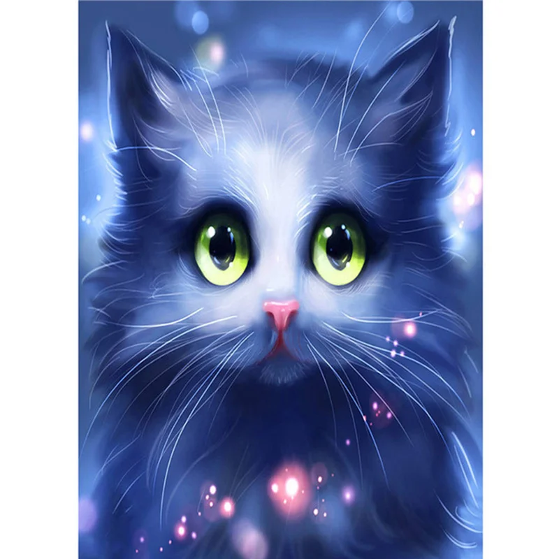 

5d diamond painting cross stitch diamond embroidery blue cat picture rhinestone home decoration handmade