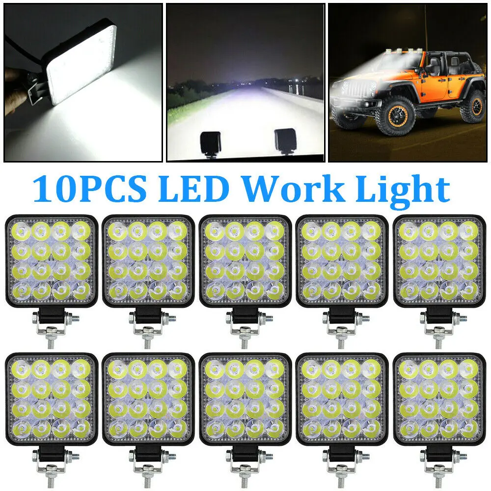 OKEEN 10pcs 48W LED Work Light Bar Spot Beam Car SUV Off-Road Driving Fog Lamp 12V 24V LED Light Bar 27W 42W For Turck 4x4 Boats