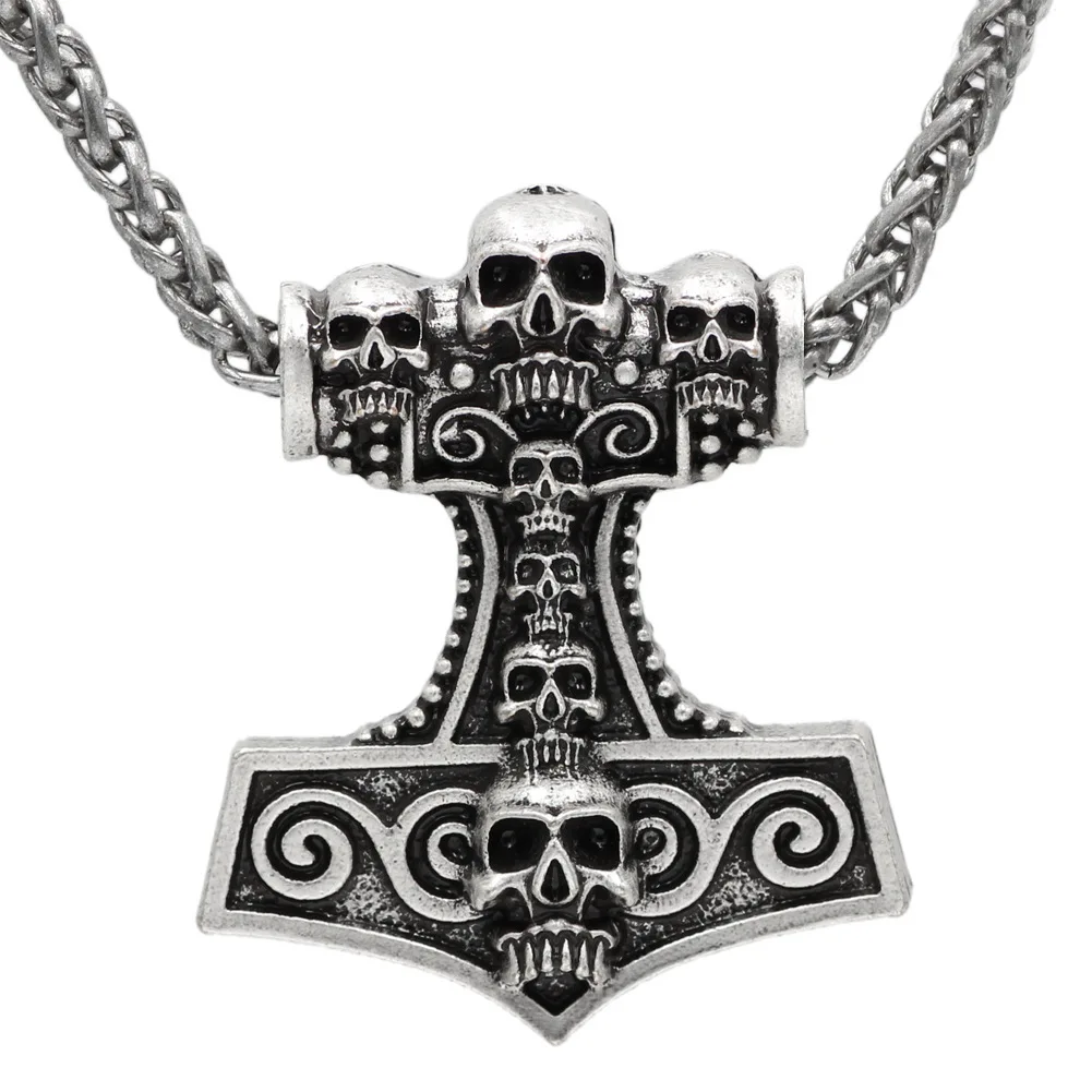 

Vintage Skull Hammer Pendant Necklace Men's Personalized Necklace Birthday Party Holiday Gift