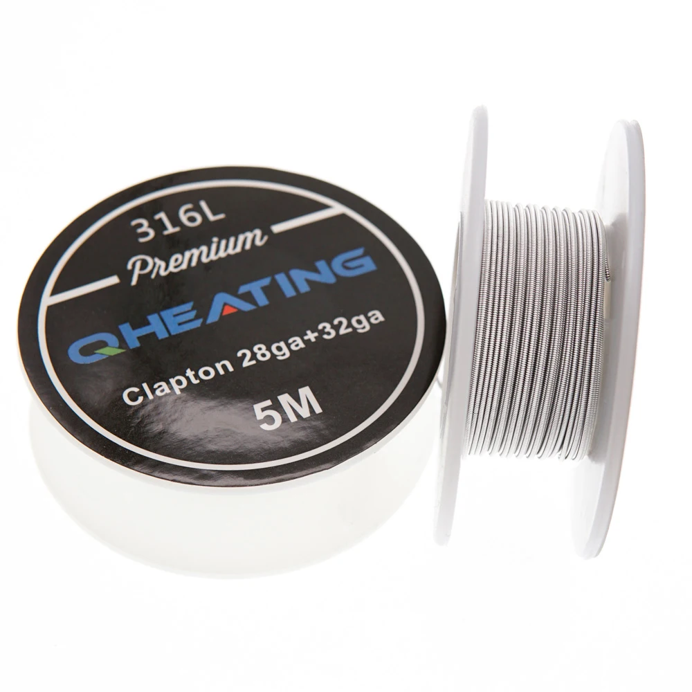 Qheating SS 316L Clapton с сопротивлением Wire26 + 32ga 5 м/рулон электронной сигареты для