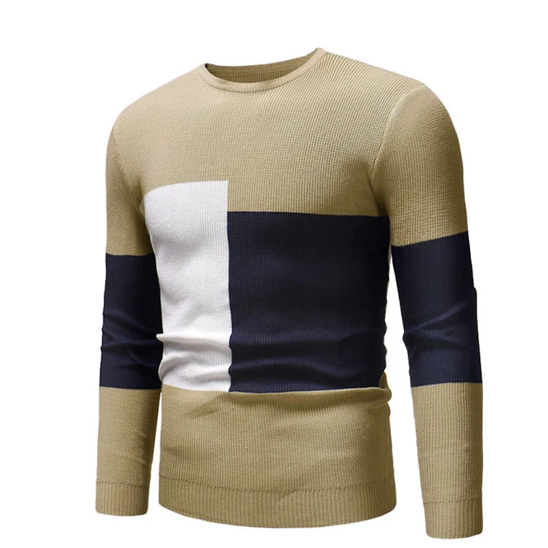 

Мужской трикотажный свитер с круглым вырезом, с длинным рукавом