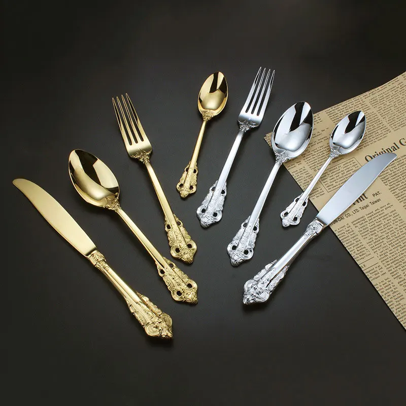 Роскошные Искусственные столовые приборы Королевский античный Европейский