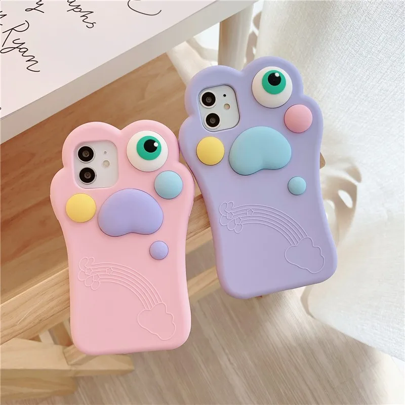 

Cute Three-dimensional Eyes Feet Duck Xiantao Soft Case For Iphone 11 12 Pro Max 7 8 Plus Xr X Xs Se 2020 Phone Cover Fundas
