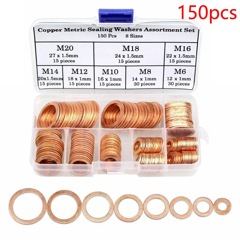 

M6-M20 Washers Assorted Copper Crush Flat Seal Gasket Ring High conductivity