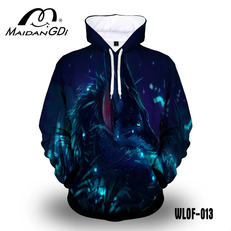 

Maidangdi wolf Hooded Sweatshirt Autumn Winter Men Woman Long Sleeve Pullover 3D Printed Sportswear Home Loose Big Size Hoodie