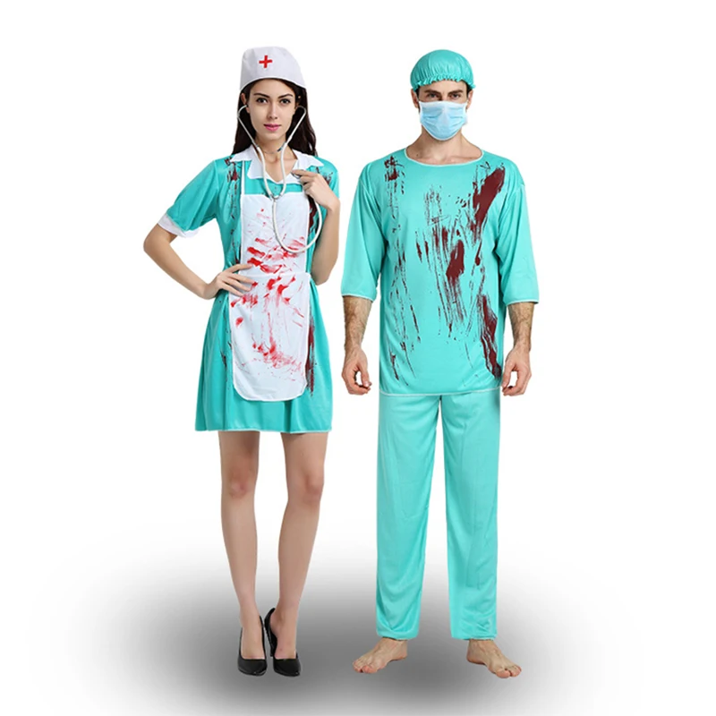 Карнавальный костюм террора доктора медсестры Вечерние платья с рисунком крови