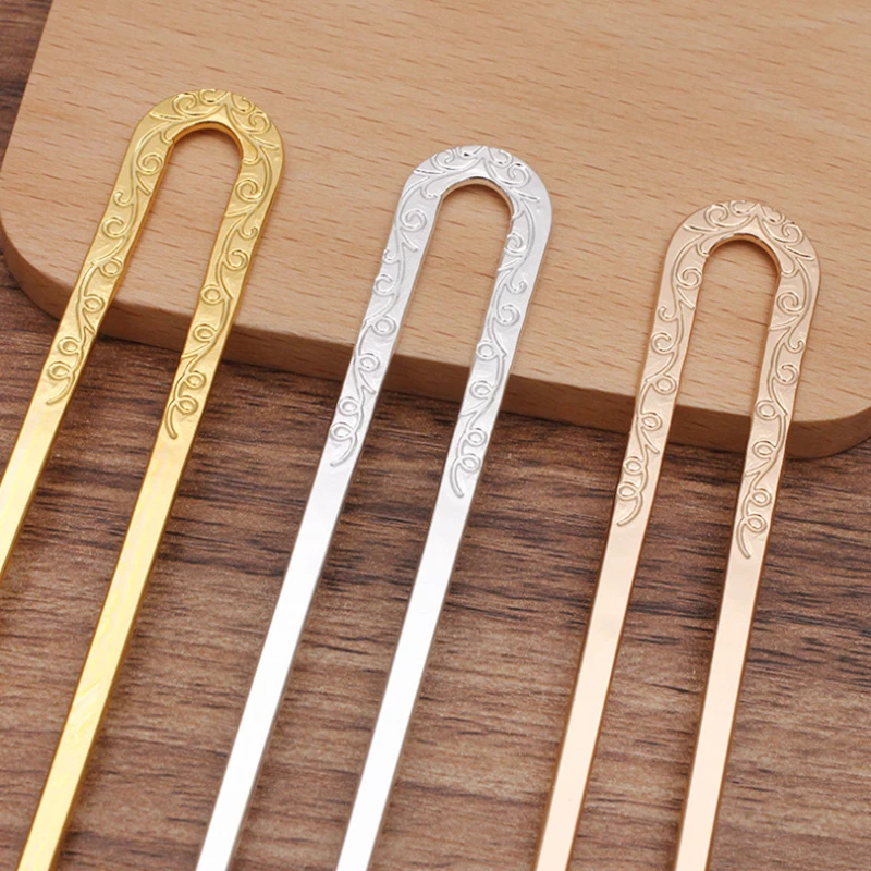 2pcs 17x120mm Flower Hairpins Hair Sticks Pin U-shape Headwear Headdresses Clips Head Summer Jewelry Women's Fashion Accesories - купить