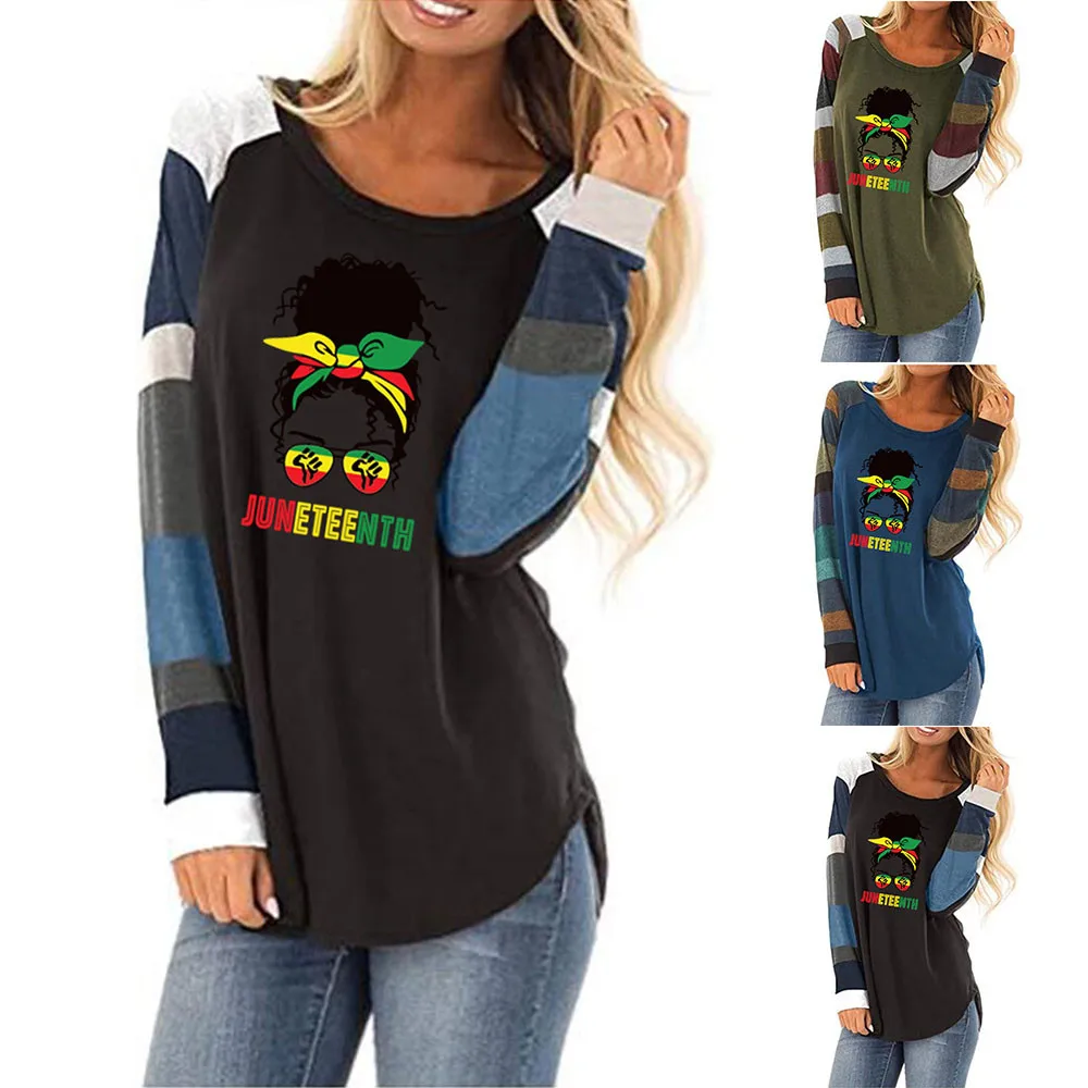 

Women Long Sleeves T Shirt Halloween Pumpkin Printed Graphic Tees Crewneck Striped Blouses
