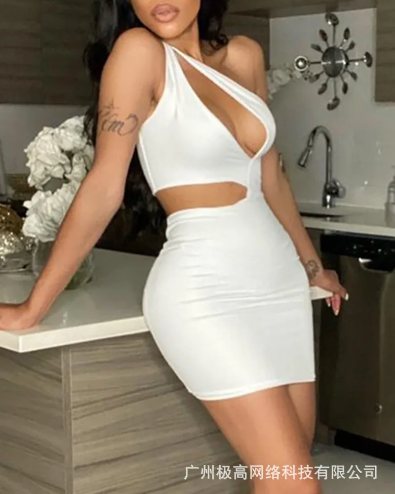 

Женское платье, сексуальное платье для ночного клуба с диагональным воротником, женское платье без рукавов, летнее модное мини-платье 2021, же...