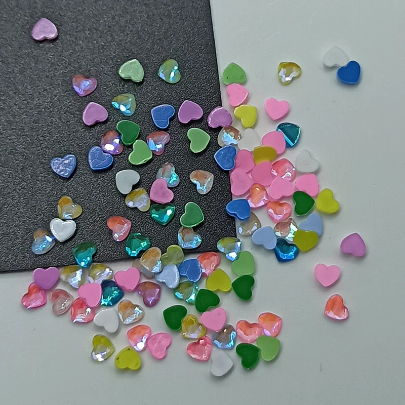 Mocha Mini Heart-Shaped Nail Art Rhinestone Flat Back Candy Color Exquisite 3D Fingernail DIY Decoration Accessories 30/100pcs | Красота и