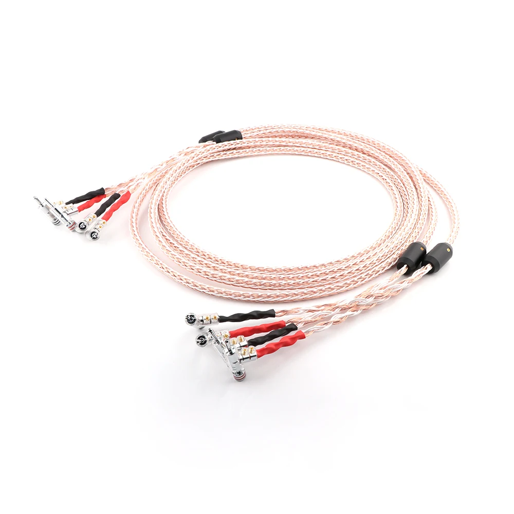 

HI-End 7N OCC Copper Audiophile Speaker Cable with right angled banana plug loudspeaker cable