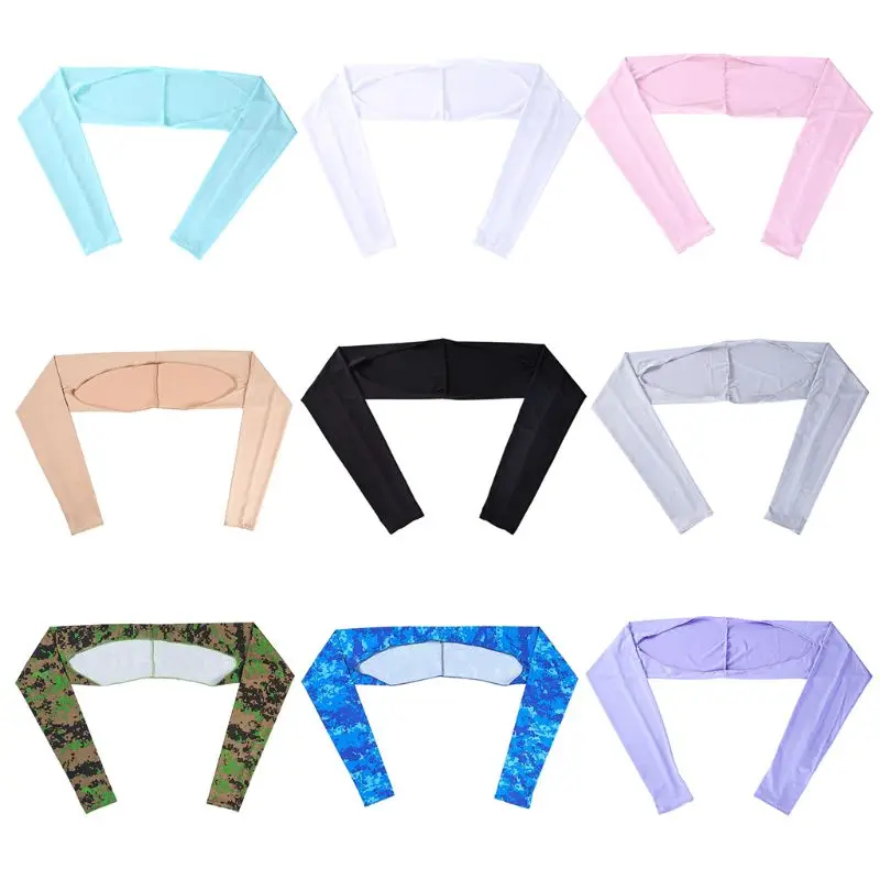 

Women Summer Anti-UV Cooling Shawl Arm Sleeves Golfing Riding Outdoor Ice Silk Sun Protector Gloves Wrap with Thumb Hole