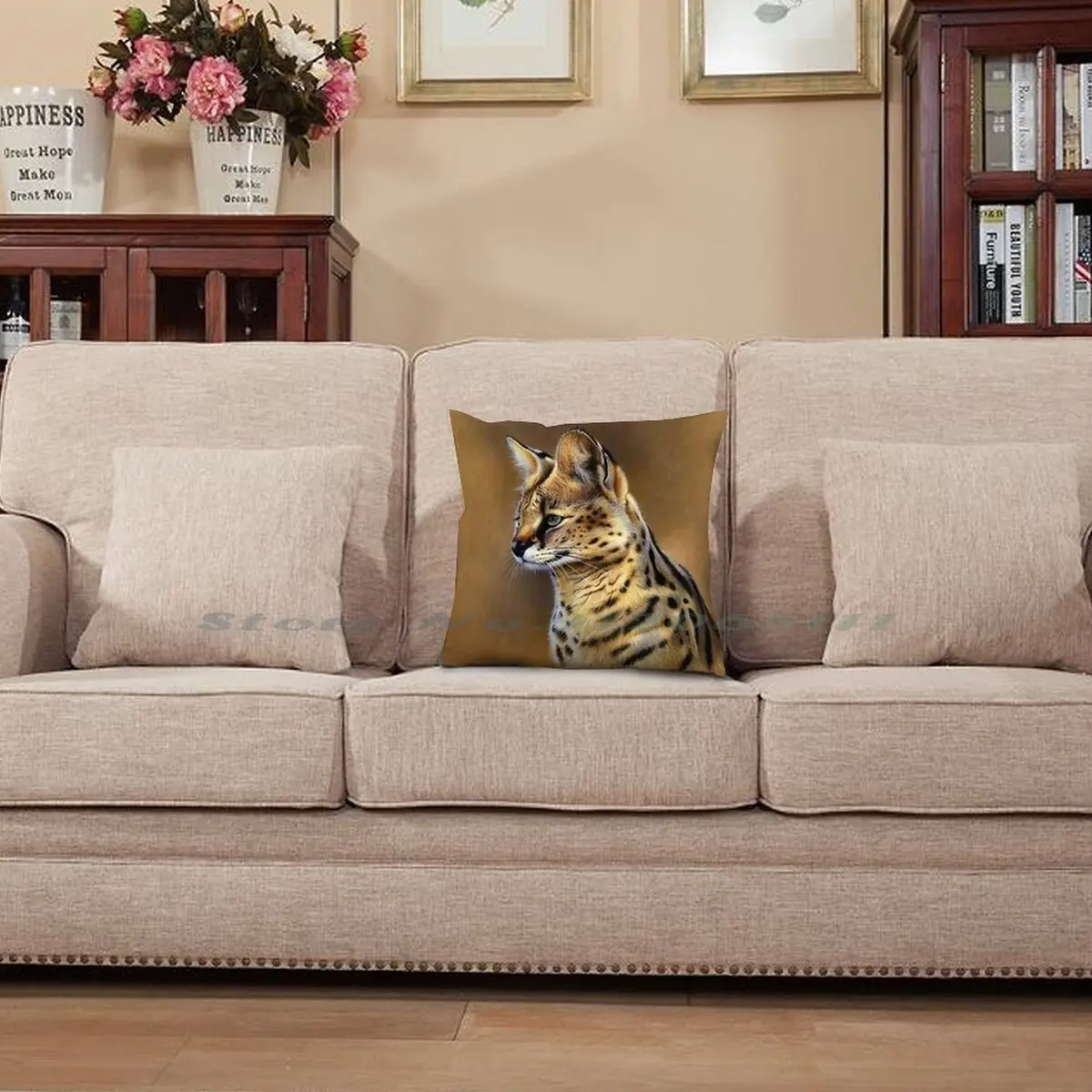 Наволочка для подушки Serval наволочка из хлопка и льна с изображением кота кошки