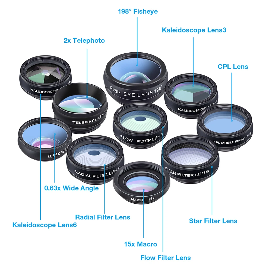 APEXEL APL-DG10 10 in 1 Phone Camera Lens Kit Fisheye Wide Angle Macro Telescope for Smartphone | Мобильные телефоны и