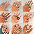 Женский винтажный набор колец ZOVOLI, кольцо в виде Золотого сердца розового и зеленого цветов, ювелирное изделие оптом