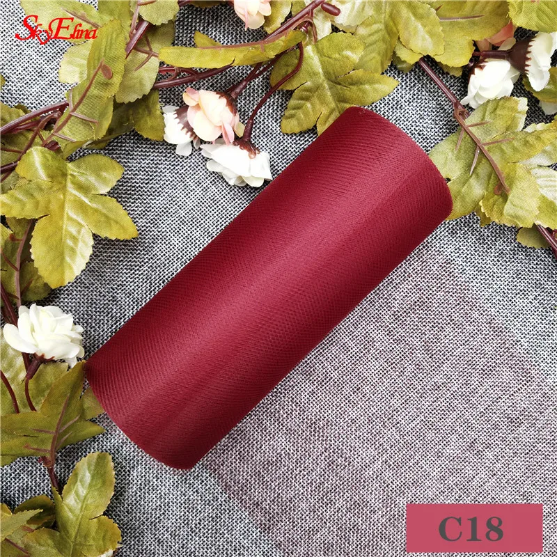 C18 Wine Red Белый розовый синий тюль рулонная катушка пачка 25 ярдов стол Сделай Сам юбка День рождения Свадебная вечеринка украшения Тюль органза в рулоне поставки 6Z - Цвет: C18 Wine Red