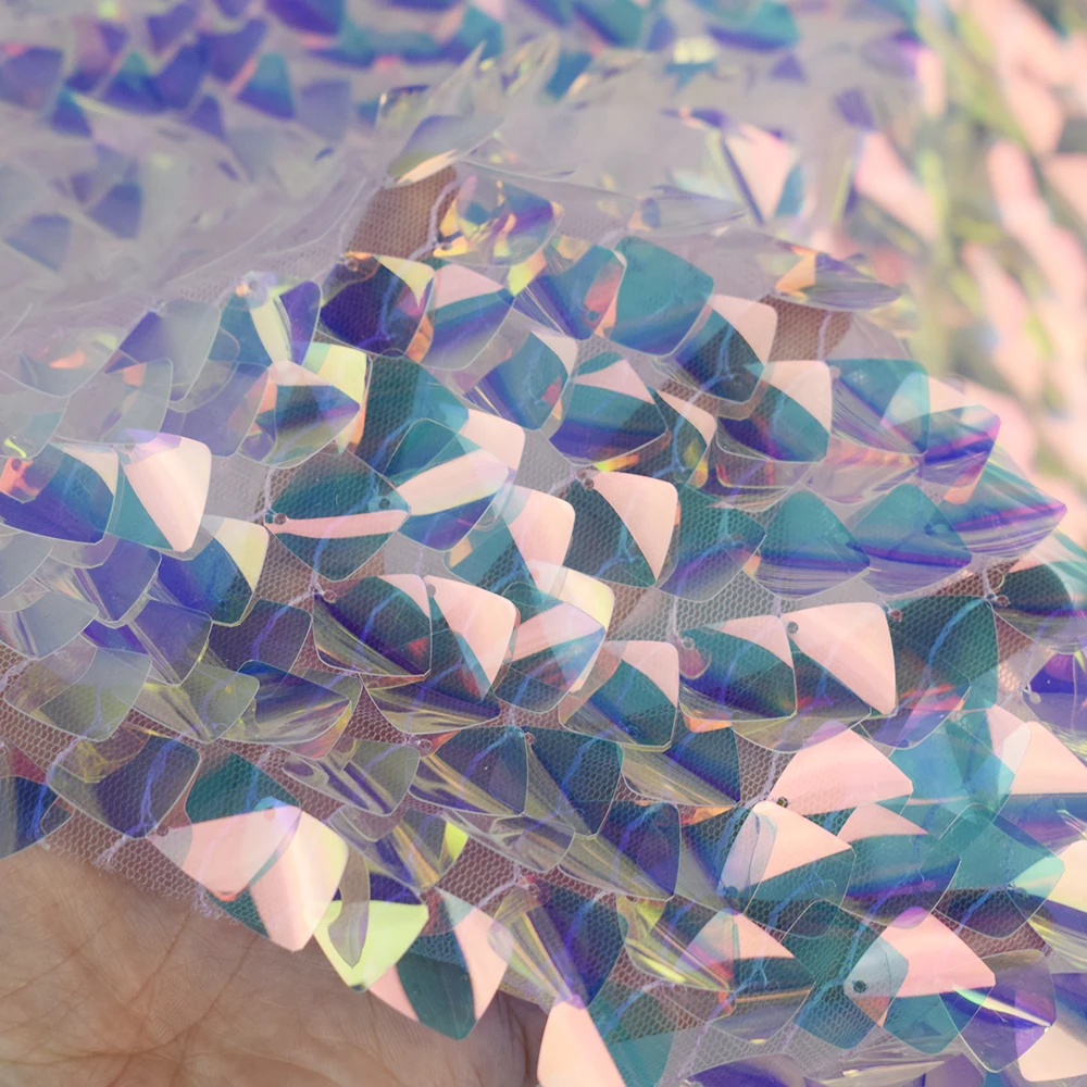 2 ярд 3D квадратный блесток вышивка сетчатая ткань AB лазерный металлик Цвет Telas