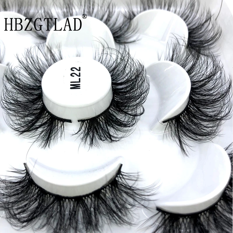 

HBZGTLAD 3D Mink Lashes 5 Pairs Natural False Eyelashes Fluffy Soft Wispy Volume Dramatic Long Cross Eyelash Extension Makeup